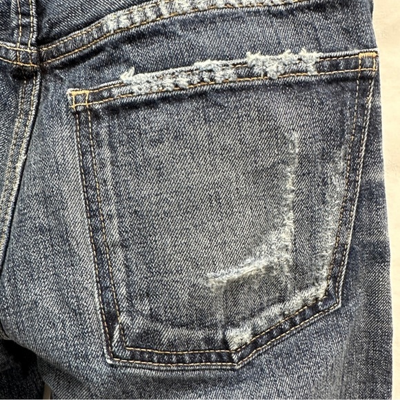 Moussy Vintage Nelson Tapered Jean Button Fly Distressed in Dark Blue Size 25 0 - Picture 10 of 14